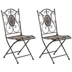 Métal Chaises de Jardin CLP Lot de 2 Chaises de Jardin Pliables - Marron Antique Chaise de jardin pour repas