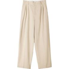 Bershka Beiga, baggy, figursydda byxor-Naturlig