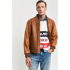 Gant Unisex Jackets Gant Leather Varsity Jacket Brown Sugar