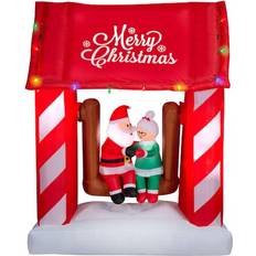 Red Inflatable Decorations Gemmy Animated Christmas Inflatable Mr. and Mrs. Claus on Swing