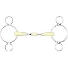 Stainless Steel Equestrian Happy Mouth Double Joint Roller 2-Ring Gag Stainless Steel