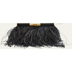 Clutches Dolce & Gabbana Marlene Medium Ostrich Feather Clutch Bag NERO