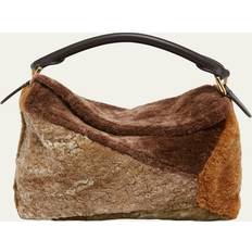 Loewe Bags Loewe Puzzle Edge Small Sheep Shearling Fur Top-Handle Bag MULTICOLOR