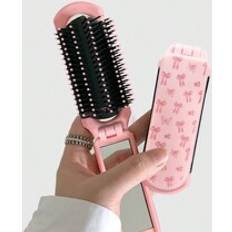 Shein Pink Bow Back To School Folding Comb With Air-Cushion & Mirror, Hair Brush