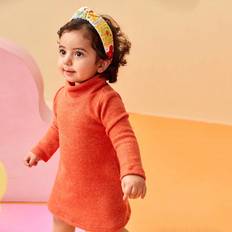 M Dresses Shein Baby Girls High Neck Solid Color Dress Suitable For Outings Autumn Winter