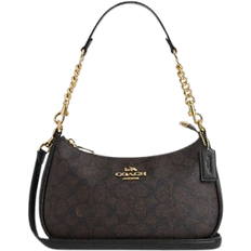 Coach Teri Shoulder Bag In Signature Canvas - Gold/Walnut/Black • Price »