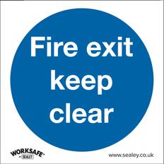 Transparent Panneaux de lieux de travail Sealey Mandatory Safety Sign - Fire Exit Keep Clear - Self-Adhesive Vinyl - Pack of 10