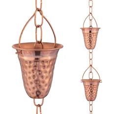 Garden & Outdoor Environment Marrgon Copper Hammered Rain Chain 6.5” Long - Brown