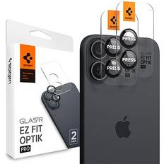 Screen Protectors Spigen Camera Lens Screen Protector [GlasTR EZ Fit Optik Pro] Designed for iPhone 16 Plus/iPhone 16 [Case Friendly] Black [2 Pack]