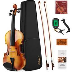 Eastar 4/4 Violin Set Full Size Fiddle for Adults with Hard Case, Shoulder Rest, Rosin, Two Bows, Clip-on Tuner and Extra Strings，EVA-330