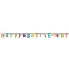 Multicoloured Garlands Amscan illustrated letter retirement banner sg34940