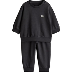 9-12M - Boys Other Sets Children's Clothing H&M Baby's Sweatshirt Set 2-piece - Dark Grey/Hello Friend