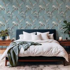 World of Wallpaper Exotic azzurra leaf heron birds foliage blue 9513