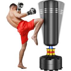 Black Punching Bags YOLEO YOLEO Punching Bag Heavy Boxing Bag with Suction Cup Base Freestanding Punching Bag for Adults Kickboxing Bags Kick Punch Bag Black