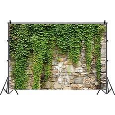 Photo Backgrounds Laeacco 10x8ft Rustic Rock Brick Wall Backdrop Green Ivy Wall Backdrop Spring Scenic Greenery Leaves Grass Nature Photography Backdrop Child Adult Portrait Newborn Baby Birthday Wedding Photo Studio