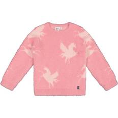 Long Sleeves Knitted Sweaters Children's Clothing Deux par Deux Jacquard Unicorn Sweater Hairy Knit, Pink, 12Y Maisonette