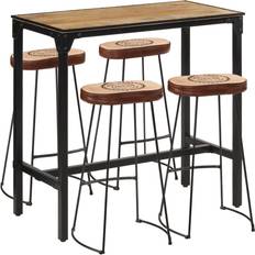 Outdoor Bar Sets vidaXL 5 Piece Solid Rough Wood Mango and Metal Outdoor Bar Set, 1 Table incl. 4 Chairs