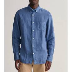 Linen Shirts Gant Mid Blue Chambray Linen Shirt BLUE