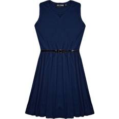 A2Z Kids 7-8 Years, Navy Girls Skater Dress Kids Party Dresses With Belt Blue 7-8yrs