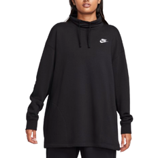 Hiking - Women Tops Nike Sportswear Club Fleece Women's Oversized Mock Neck Sweatshirt - Black/White