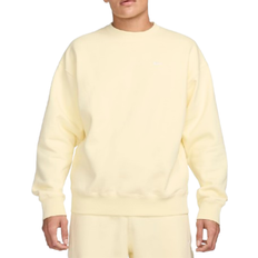 Men - Yellow Sweaters Nike Men's Solo Swoosh Fleece Crew - Alabaster/White