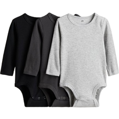 Bodys H&M Ribbed Bodysuits 3-pack - Hellgraumeliert (0993598005)