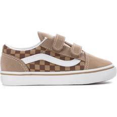 Children's Shoes Vans Toddler Old Skool V Checkerboard Shoe - Neutral Brown/True White