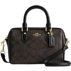 Coach Canvas Bags Coach Mini Rowan Crossbody Bag in Signature - Gold/Walnut/Black