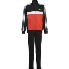 Recycled Materials Tracksuits Children's Clothing Adidas Junior Essentials 3-Stripes Tiberio Tracksuit - Black/Bright Red/White