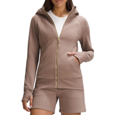 Brown - Women Sweaters Lululemon Scuba Full Zip Hoodie - Taupetastic/Gold