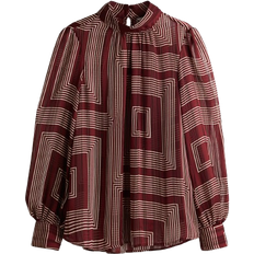 XL Blouses H&M Patterned Blouse - Dark Red/Cream