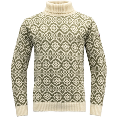 Devold Hoddevik Wool High Neck Sweater - Off White/Olive