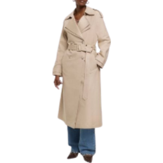 Elastane/Lycra/Spandex - Women Coats River Island Double Collar Belted Trench Coat - Beige