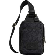 Black Crossbody Bags Coach Racer Sling Pack In Signature - Gunmetal/Charcoal/Black