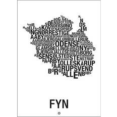 Plakat fyn Daells Bolighus Funen Black Plakat 30x40cm