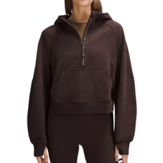 Brown - Women Tops Lululemon Scuba Oversized Half Zip Hoodie - Espresso