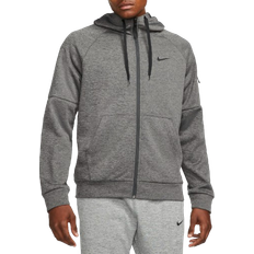 Fitness & Gym - Men Sweaters NIKE Men's Therma Fit Full Zip Fitness Top - Charcoal Heather/Dark Smoke Grey/Black