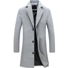 Grey - Men Coats Xusheng Men's Work Business Coat - Light Grey