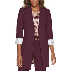 Calvin Klein Women Blazers Calvin Klein Roll Sleeve Open Front Blazer - Aubergine