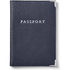 Blue Passport Covers Aspinal of London Passport Cover - Navy Blue Pebble