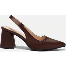 Polyurethane Heels & Pumps Shein Coffee Color Pointed Toe Chunky Heel Pumps Women Shoes For Commuting Dating Party