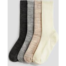 H&M Socks H&M 4-pack Ribbed Wool-Blend Socks Gray 1-2.5