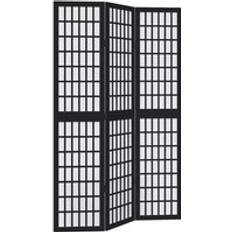 Natural Room Dividers vidaXL 3 Panels Black Solid Paulownia Room Divider