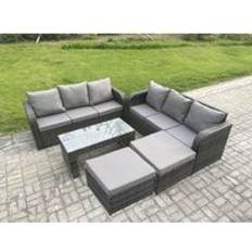 Garden & Outdoor Furniture Fimous Sofa with Rectangular Coffee Table 2 Dark Grey Mixed Outdoor Lounge Set