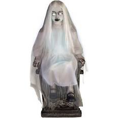 Skeletons Haunted Hill Farm motion-activated sitting tombstone premium talking White, Multi See Description