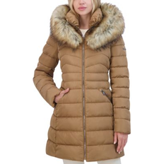 XL Coats Laundry By Shelli Segal Women's Faux-Fur-Trim Hooded Puffer Coat Toffee