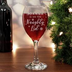 Personalised Memento Company Message Naughty List Wine Glass