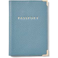 Passport Covers Aspinal of London Cornflower Logo-embossed Grained Passport Cover