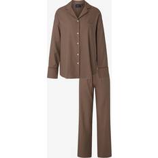 Lexington Pyjamasar Lexington Caroline Organic Cotton Flannel Pyjamas Brun Mid Brown Melange