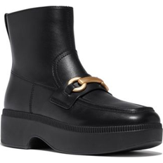 Fitflop Ankle Boots Fitflop F-luma Chunky-snaffle Leather D/wedge Ankle Boots Black, Black, 3, Women